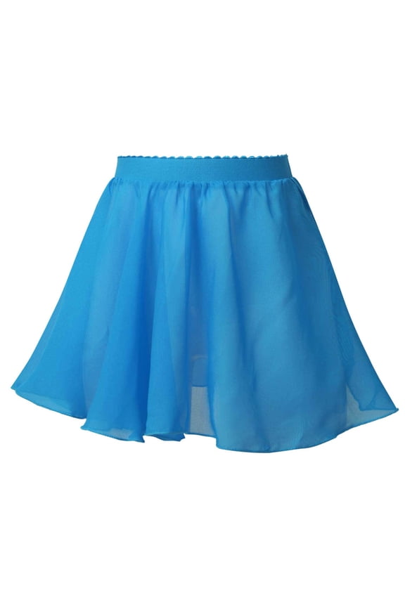 Little Girls Ballet Dance Basic Chiffon Wrap Tutu Skirt Gymnastics Skate Ballerina Dancewear Blue 11-12
