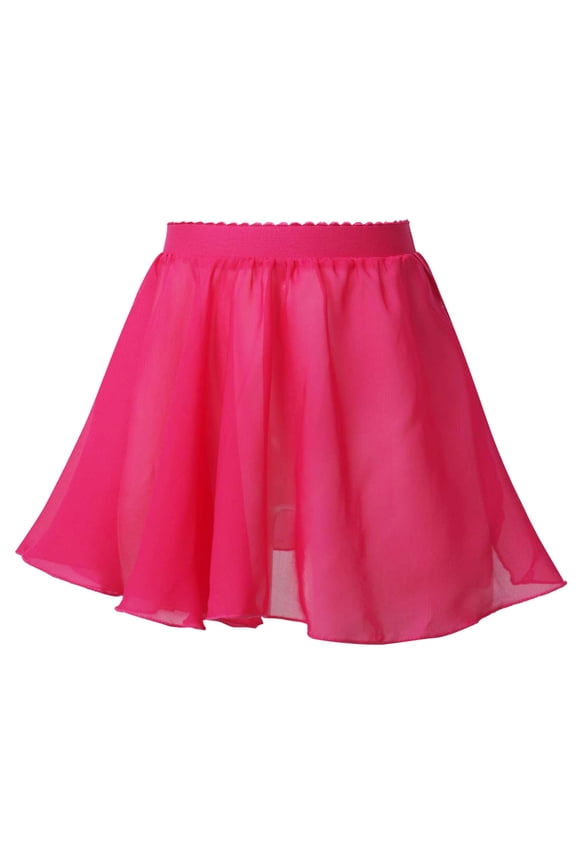 Little Girls Ballet Dance Basic Chiffon Wrap Tutu Skirt Gymnastics Skate Ballerina Dancewear Hot Pink 7-8