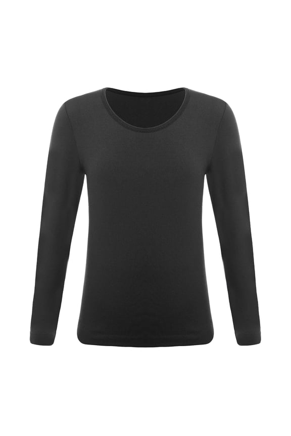 Unisex Kids Thermal Underwear Long Sleeve Base Layer Tops Dance Gymnastics Training Shirts Type B Black XXL