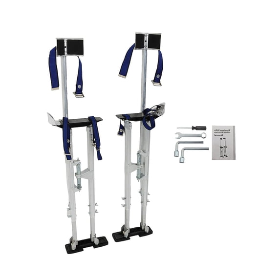 raseparter 36-48in Aluminum Alloy Stilts Drywall Stilts Adjustable Heights Stilts Silver for Painting Painter Taping