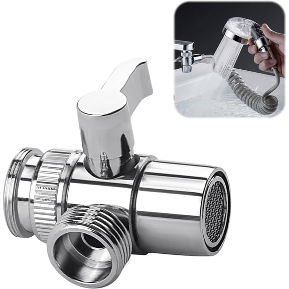 rass Diverter Valve 3 Way Sink Faucet Splitter G1/2" Shower Tap Diverter Valve Adapter Bath Tap Connector Attachment Replacement Part for Kitchen Sink Faucet Bathroom