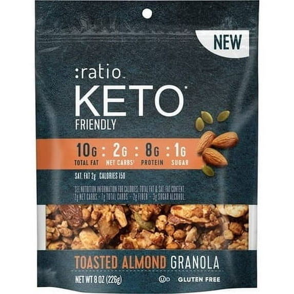 :ratio Keto Friendly Granola Pouch Toasted Almond 8 oz (Pack of 4)
