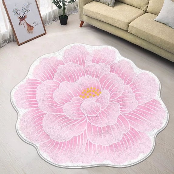 rative Modern Round Flower Carpet Living Room Area Rugs Bedroom Bedside Computer Chair Rug Absorbent Anti-slip Bath Mat