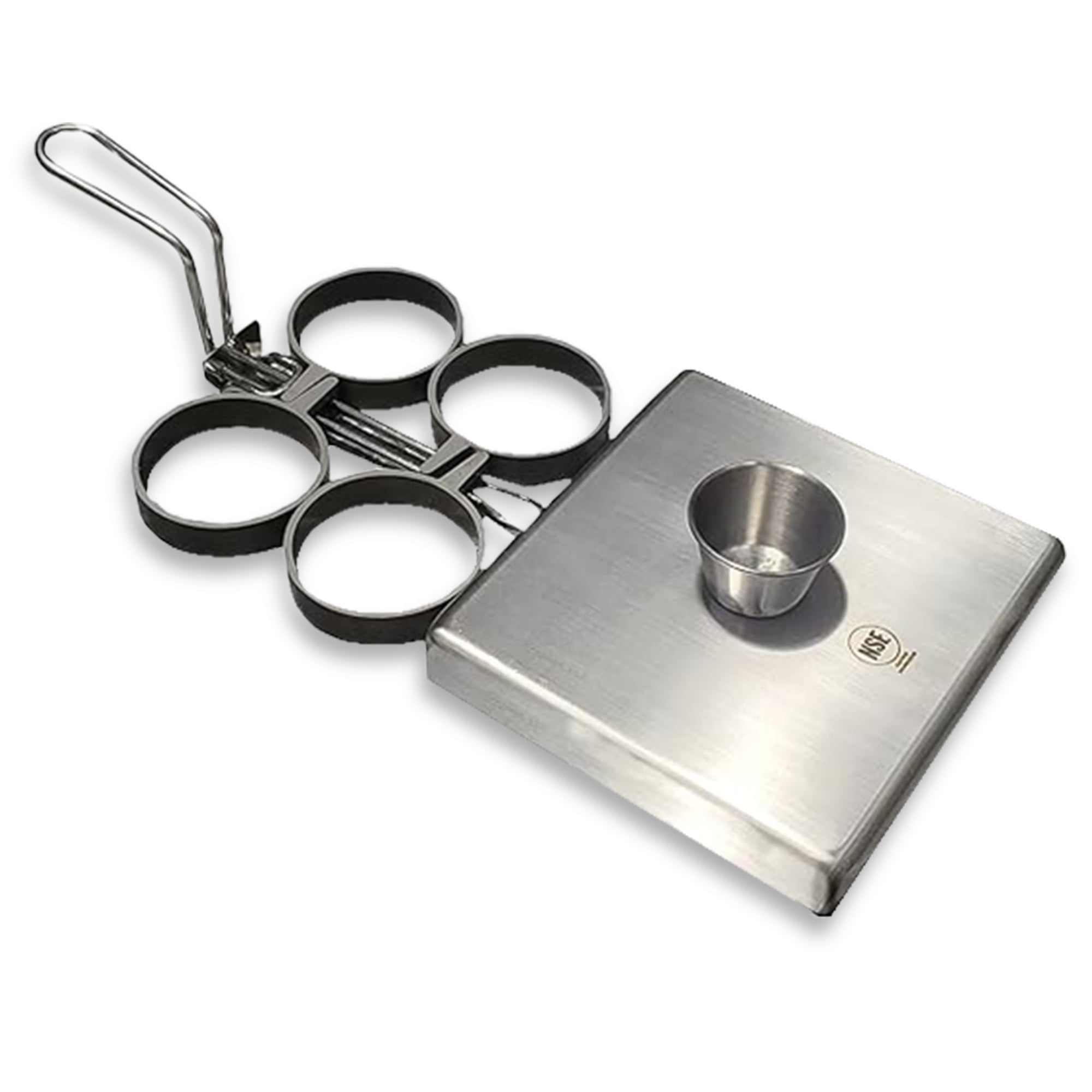 Rattleware 4-Ring Stainless Steel Egg Set with Nonstick Rings, Heat-Resistant Handle, and Cover