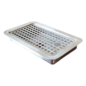 rattleware Drip Tray, Stainless Steel, 5.5"x9"x1", Flush Mount, Removable Grate, with Drain Hole