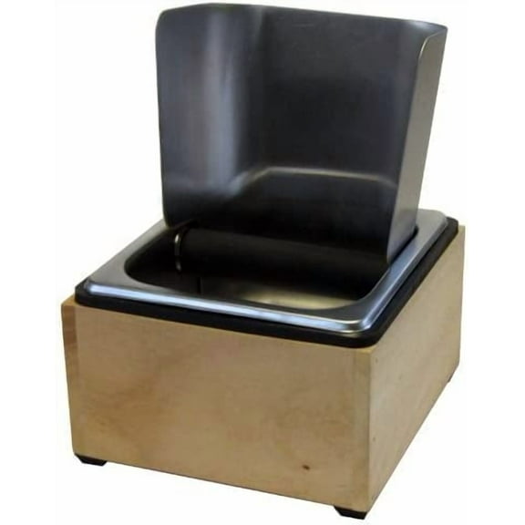 Rattleware Stainless Steel Knock Box with Maple Holder and Splash Guard, 6" x 5.5" x 4", Model 97435