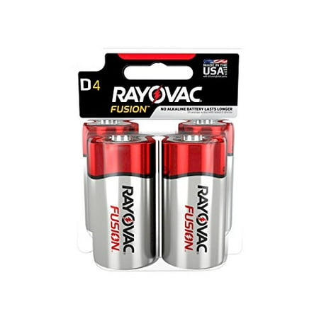 RAYOVAC 813-4TFUS FUSION Long-Lasting Alkaline Batteries (D, 4 pk)