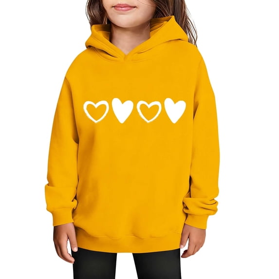rd Yellow Cute Hooded Happy Gift Valentines Lounge Outfits for Kids Girl Boy Winter Fall Long Sleeve Fleece Lined Wool Lover Oversized Hood Outfits Sweatshirt Child 2026 13 Years