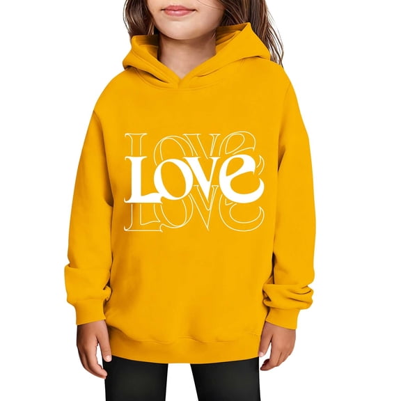 rd Yellow Kids Girl Boy Fleece Lined Sherpa Valentines Day Brunch Hooded Outfit Sweatshirt for Child Long Sleeve Lover Plus Size Cute with Hood Fall Winter s 2026 3 Years