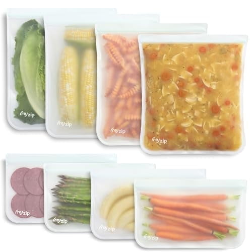 (re)zip 4 Gallon & 4 Half-Gallon Bags for Maximum Freshness | 8-Pack Food Storage Bag Bundle | BPA-Free, Leakproof, Airtight, and Freezer-Safe PEVA | Ideal for BBQ, Marinating, Mealprep
