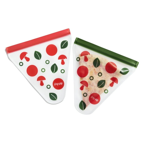 (re)zip Pizza Saver 2 pc Kit | Includes (2) Airtight Pizza Storage Bags | BPA-Free, Leakproof, Freezer-safe and Space-Saving Design | Keeps Pizza Fresh and Flavorful | Ideal for Leftovers
