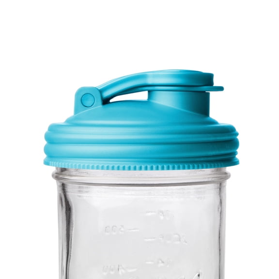 reCAP Mason Jar Pour Lid with Foldout Carry Loop, Wide Mouth with Leak-Proof Seal, USA Made, Aqua