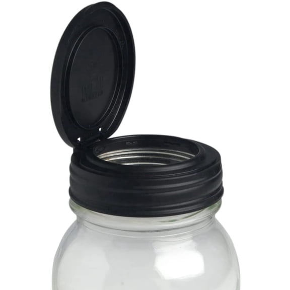 reCAP® Mason Jars Flip Lid Cap, Made in the USA, BPA-Free, Regular Mouth, Black