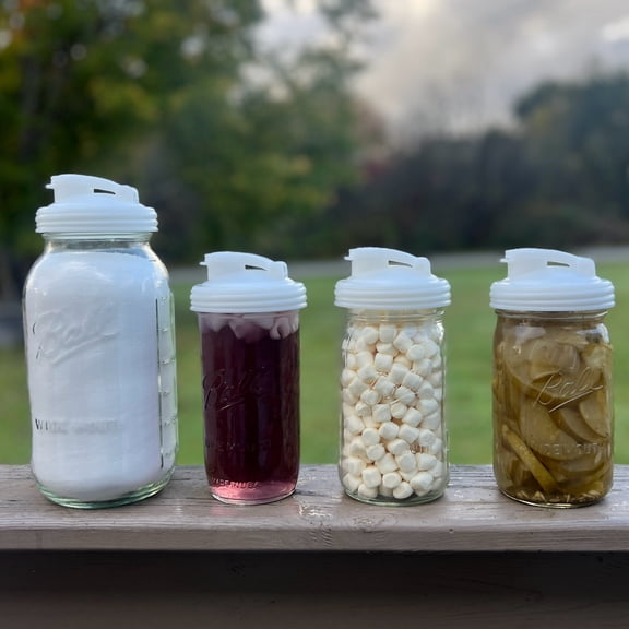 reCAP® Mason Jar Pour Carry-Loop Lid, Made in the USA, Leak-Proof, BPA-Free, Wide Mouth, Natural