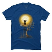 reach the moon Mens Royal Blue Graphic Tee - Design By Humans  L