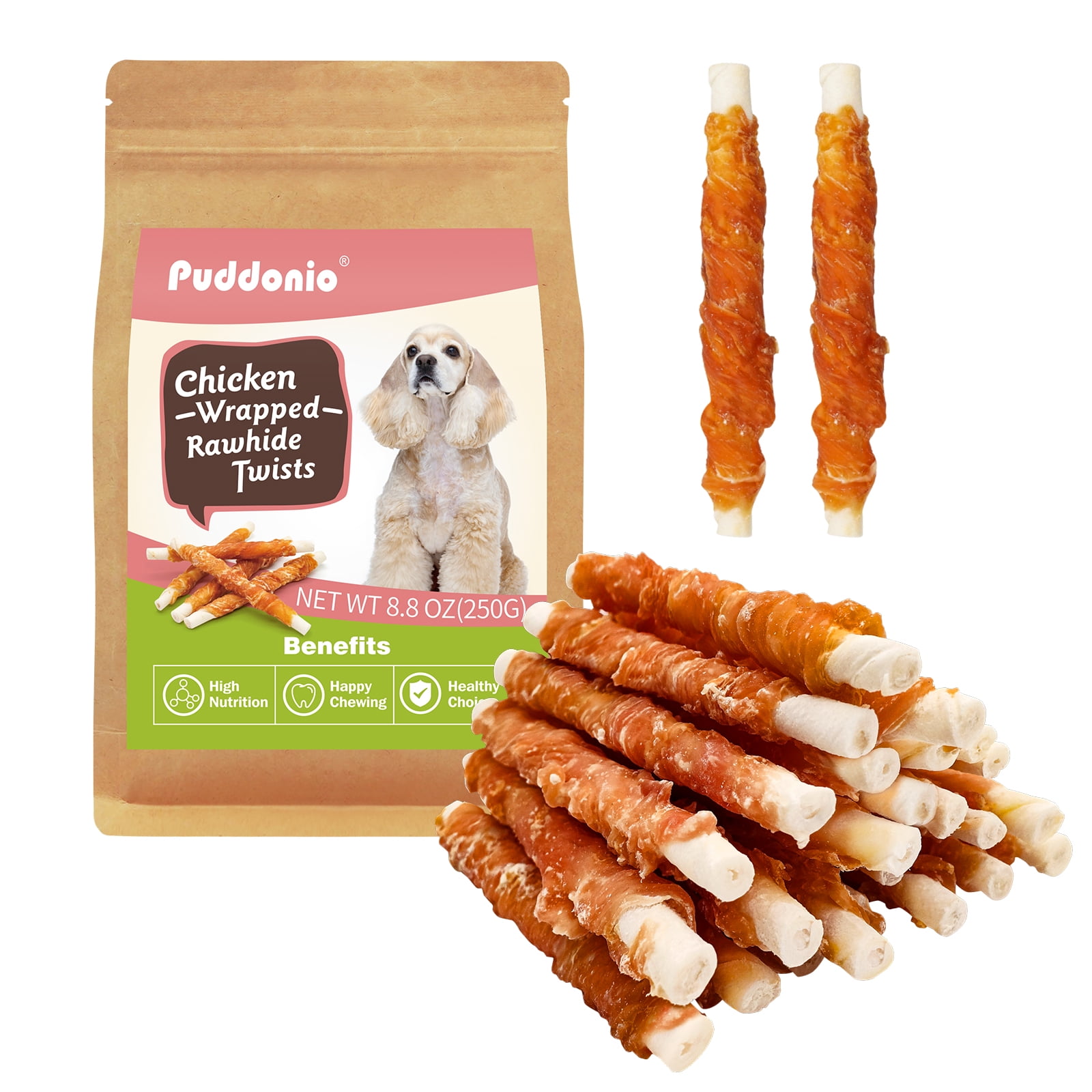 ready2paw Dog Treats, 5 Inch Chicken Wrapped Rawhide Sticks for Dogs