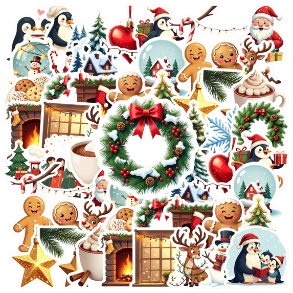 realistic Christmas Stickers, Waterproof Christmas Sticker for Water Bottle Laptop Phone Cases Planner Skateboard Luggage Helmet Party Favor Decor, Ideal for Adults Teens Teacher Rewards