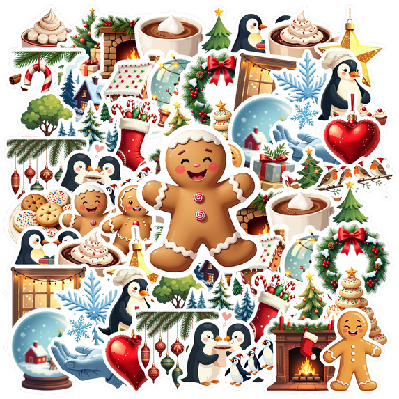 realistic Christmas Stickers, Waterproof Christmas Sticker for Water Bottle Laptop Phone Cases Planner Skateboard Luggage Helmet Party Favor Decor, Ideal for Adults Teens Teacher Rewards