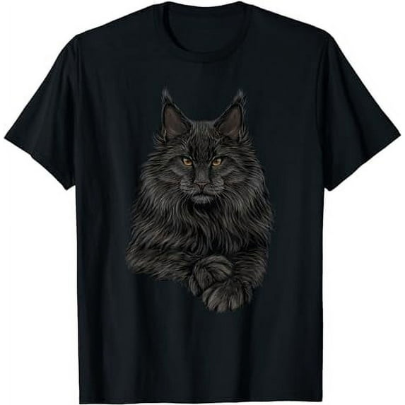 realistic cute Maine Coon cat sitting for lovers animals T-Shirt