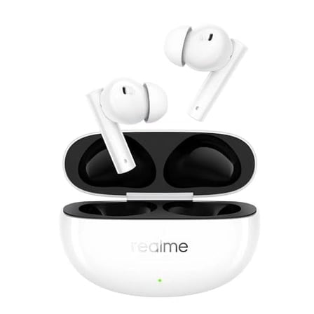 realme Buds Air 5 Truly Wireless in-Ear Earbuds with 50dB ANC, 12.4mm Mega Titanized Dynamic Bass Driver, Upto 38Hrs Battery with Fast Charging & 45ms Ultra-Low Latency for Gaming - (White)