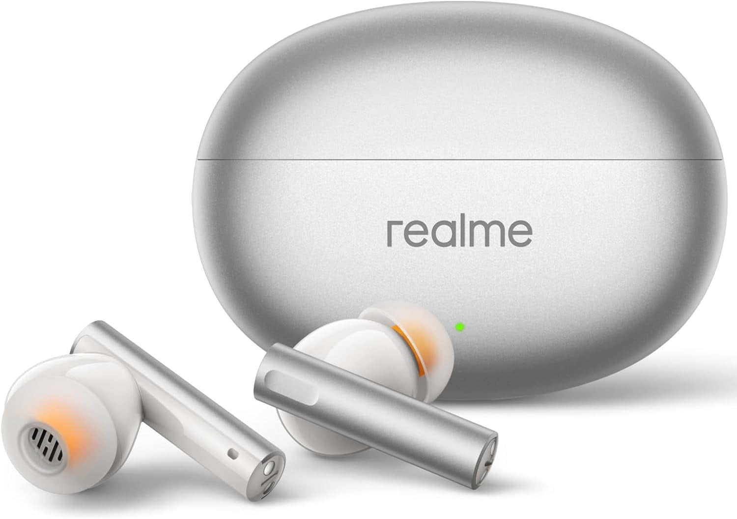 realme Buds Air 6 True Wireless Earbuds, 50dB ANC, Hi-Res Sound, LHDC, 12.4mm Dynamic Bass Driver, 6 Mics Clear Call, 40H Battery, Bluetooth 5.3, IP55 Water Resistance - (Flame Silver)