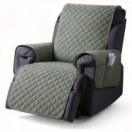 Behome Recliner Chair Covers, Non Slip Covers for Recliner Chair with Pocket, Recliner Couch Slipcover Furniture Protector with Elastic Straps for Kids((Dark Gray, 23")