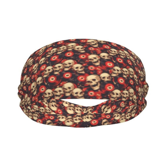 record Skull rock Sports Headband for Women Men, Running Headband Sweat Bands for Cycling, Yoga, Spa, Athleti, Workout - Moisture Wicking Hairband