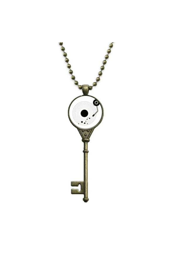 recording music phonograph pointer key necklace pendant tray embellished chain