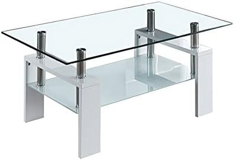 rectangle glass coffee table, modern clear coffee table with lower ...