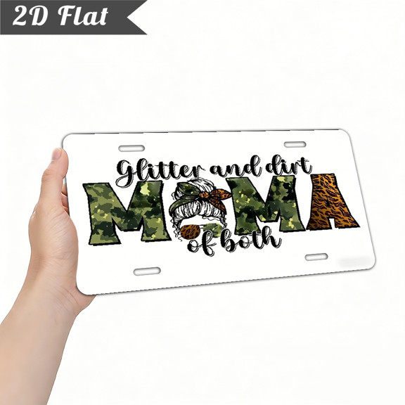 A rectangular aluminum "Glitter and dirt MOMA of both" decorative license plate. Celebrating the 250th Anniversary of the USA,as a home Decorative Signs & Plaques. size is 12 * 6 inches.