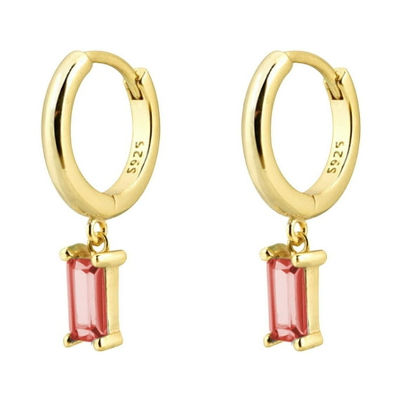 rectangular colored zircon earrings simple fashion real gold electroplated earrings earrings for women