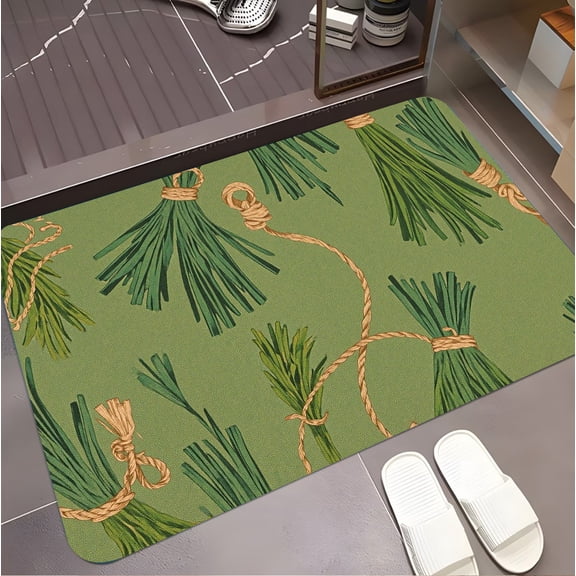 A rectangular flannel floor mat with Rustic Pinecone Print Area Rug. Machine washable, made of polyester, suitable for outdoor porch, kitchen, living room, bathroom.