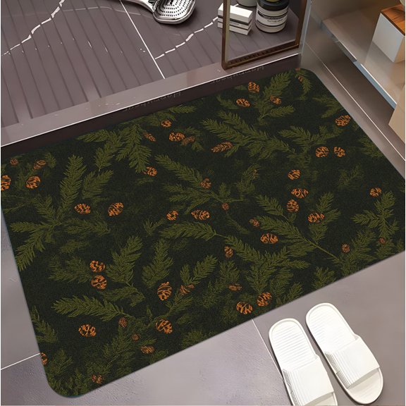 A rectangular flannel floor mat with Tranquil Nature Walk A Serene Journey Through Fields and Sky. Machine washable, made of polyester, suitable for outdoor porch, kitchen, living room, bathroom.