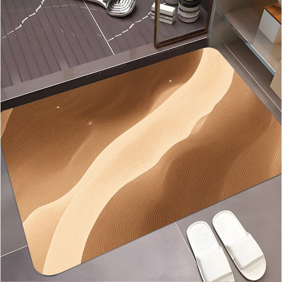 A rectangular flannel rug with Sandy Dunes Textured Mat. Machine washable, made of polyester, suitable for outdoor porch, kitchen, living room, bathroom.