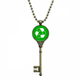 thumbnail image 1 of recycle green square warning mark key necklace pendant tray embellished chain, 1 of 3