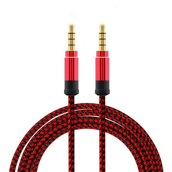 red 1.5 meter high-grade braided metal audio cable 3.5 mm AUX