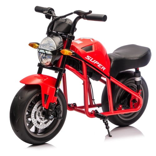 red 24V300W Kids Ride On XL Electric Toy Muscle Motorcycle with 14-inch wide EVA tires Music&Light