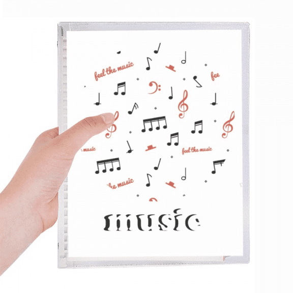 red and black music notes notebook loose diary refillable journal statiry