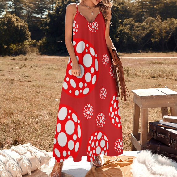 red and white polka dot infinity Sleeveless Dress purple dress summer clothes