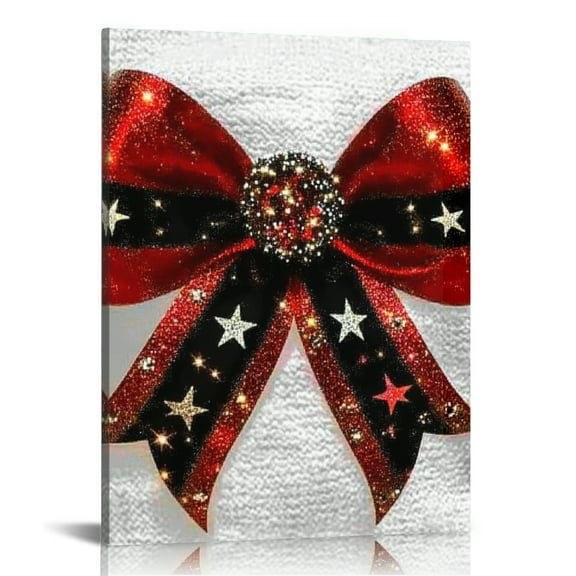 red black bow glittered stars Wall Decor for Bathroom Canvas Living Room Bedroom Home Office Wall Decor