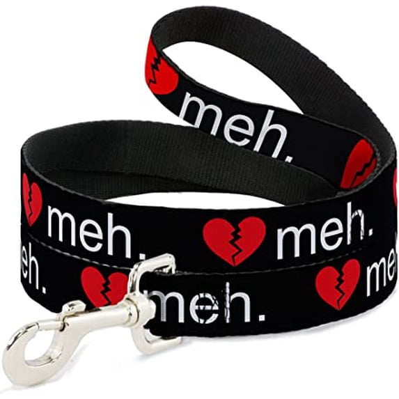 red broken heart meh on black fun animal pet dog cat leash