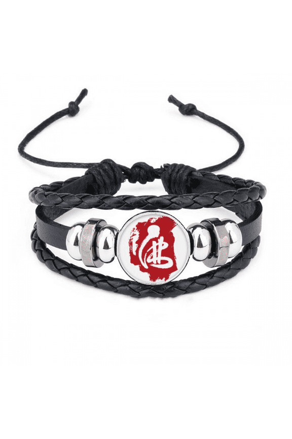 red character figure bracelet braided leather woven wristband