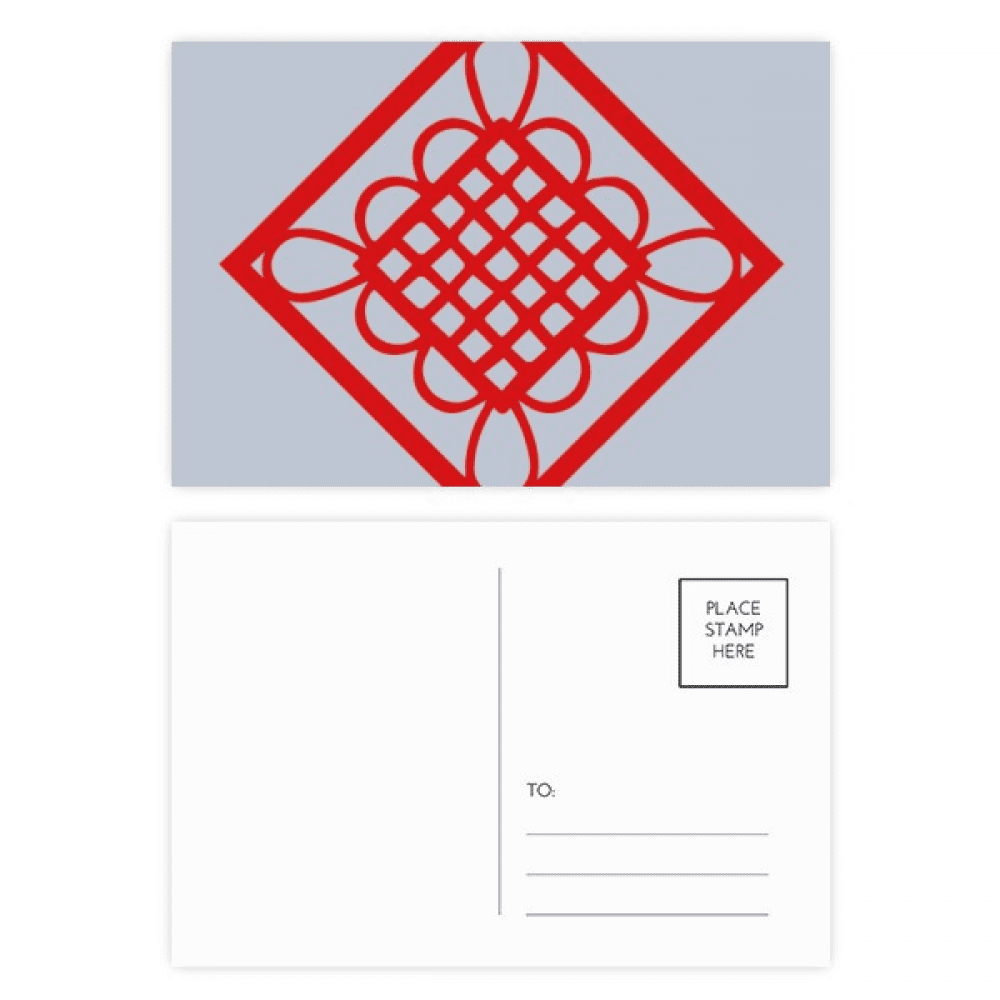 red chinese knot paper cut postcard set birthday mailing thanks greeting card