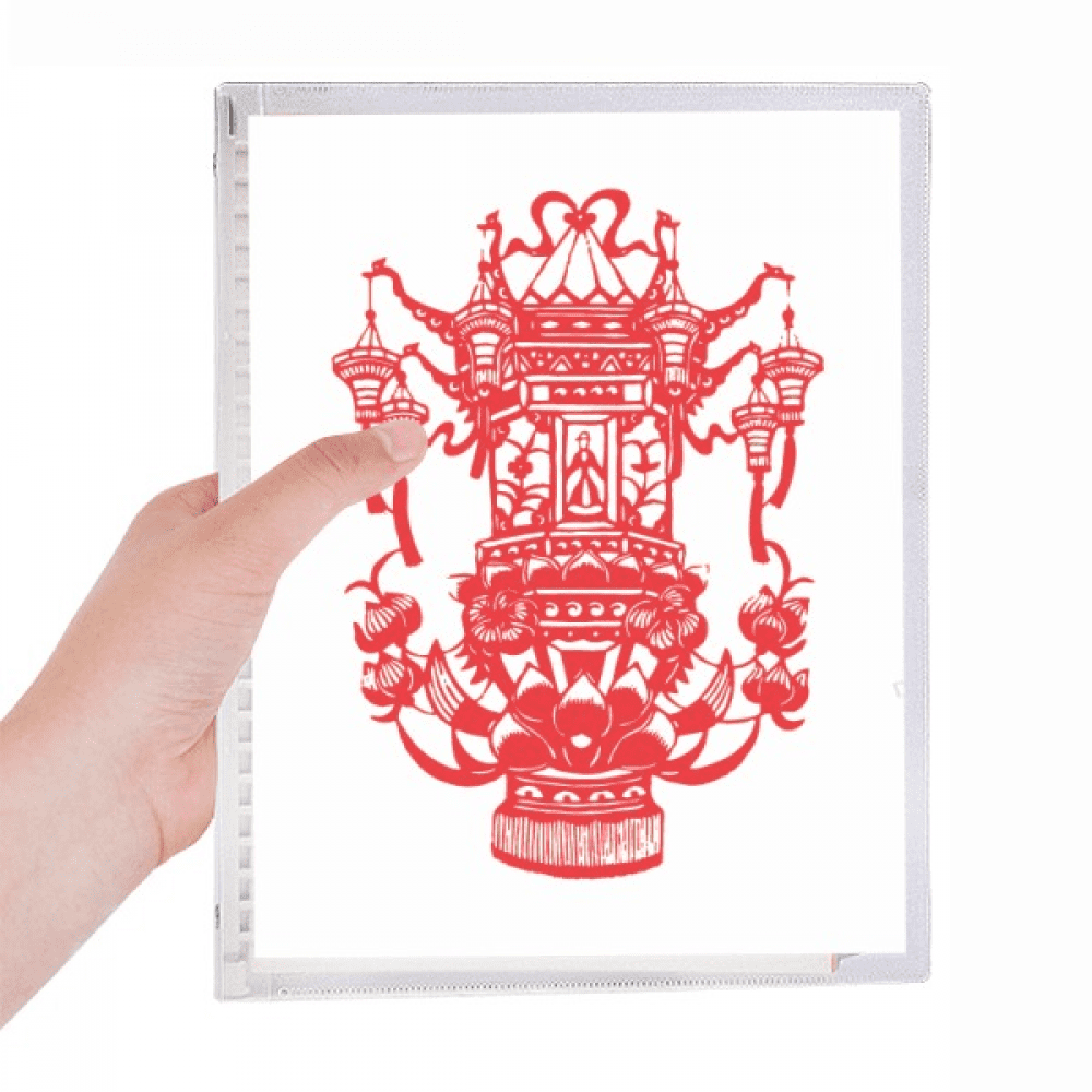 red chinese lotus pattern notebook loose diary refillable journal ...