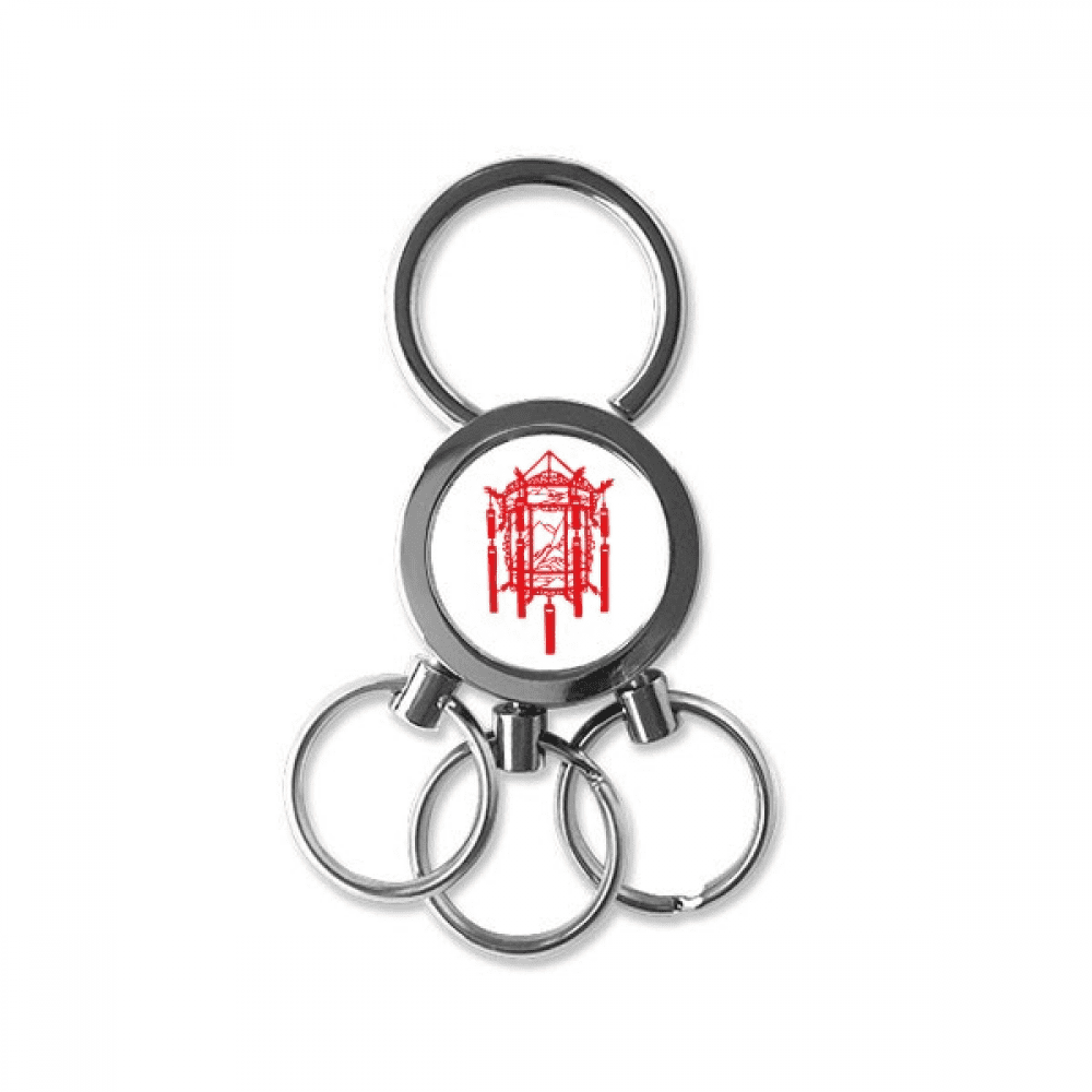 red chinese paper cutting stainless steel metal key chain ring car keychain keyring clip