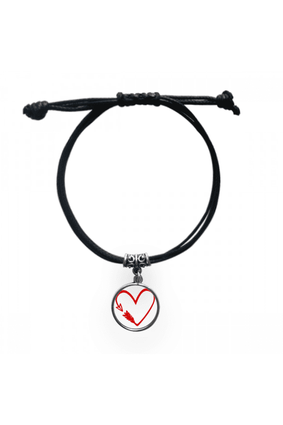 red design arrow heart illustration bracelet leather wristband black jewelry