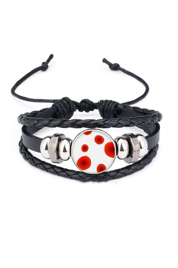 red flowers art painting bracelet braided leather woven wristband