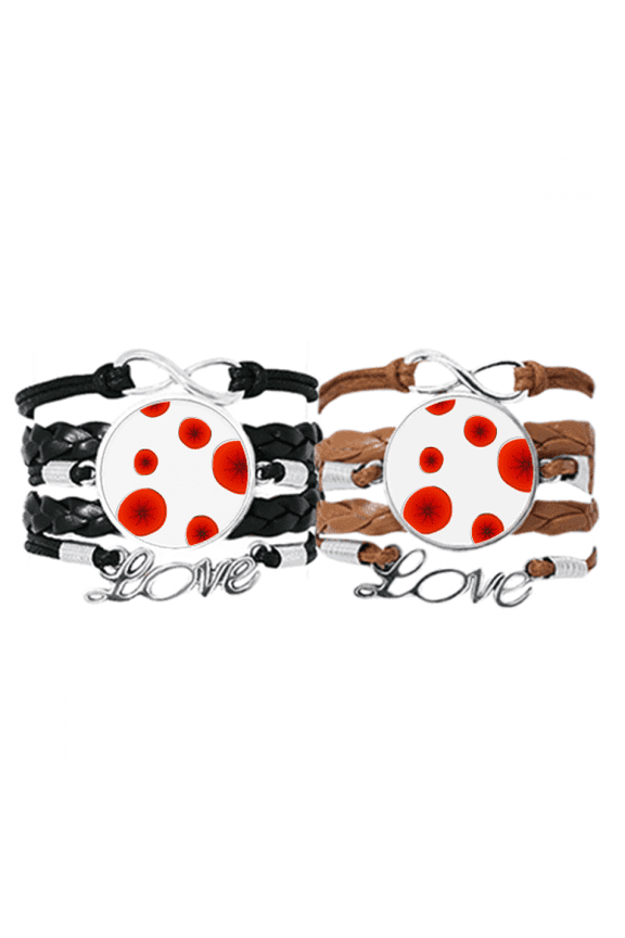 red flowers art painting bracelet hand strap leather wristband double set