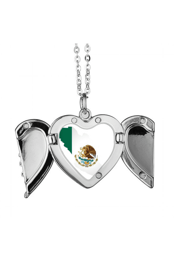 red green mexico map emblem eagle eat snake angel wings necklpendant fashion