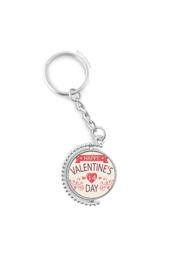 red happy valentine's day 14 heart arrow rotatable keyholder disc accessories chain clip